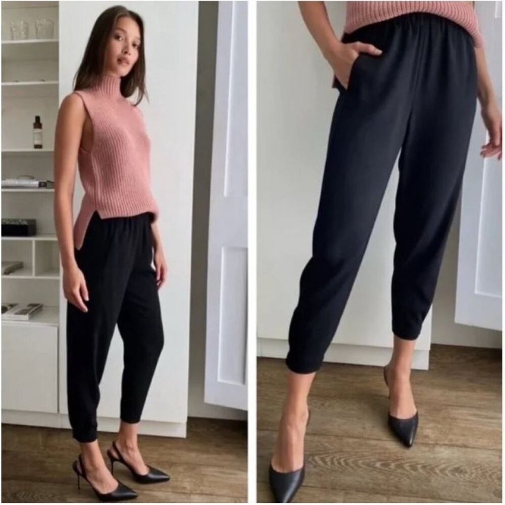 Babaton Dexter Ankle Jogger Pants in Black Fine Japanese Fabric Size XXS